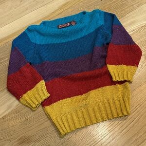 Vintage boat neck multi-color silk blend sweater by Sasson, XS-S